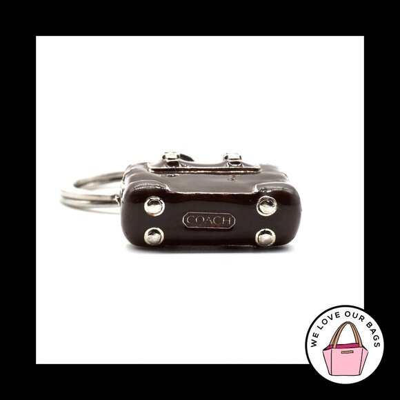 VINTAGE COACH Brown Gallery Tote 3D Enamel Nickel Fob Bag Charm Keychain 1K07 - Picture 5 of 6